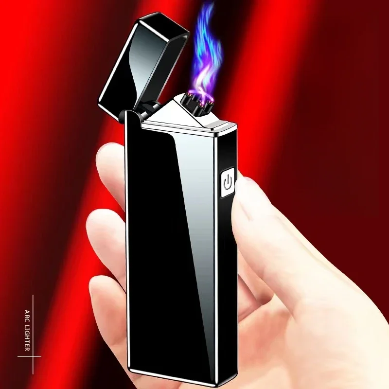 Accessories For Vaping - ไฟแช็คไฟฟ้ากันลมชนิดโค้งคู่แบบไร้เปลวไฟชาร์จ USB ที่จุดบุหรี่ไฟแช็คกลางแจ้งของขวัญสำหรับผู้ชาย